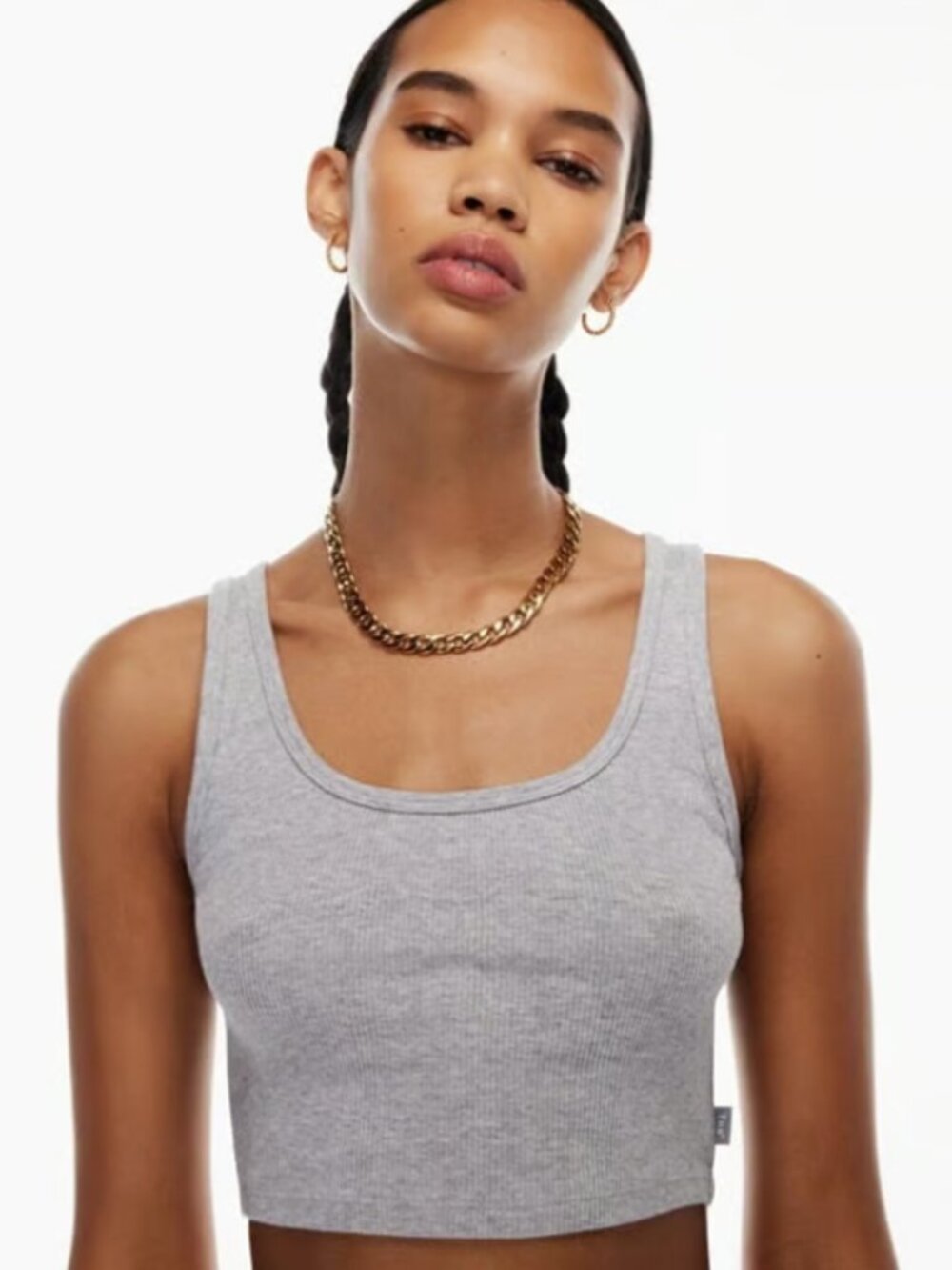 Aritzia TNA Ribbed Cropped Tank - Heather Chrome
